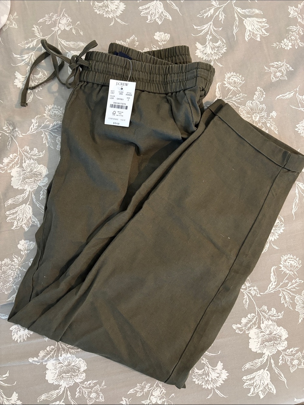 J. Crew Olive Linen Cotton Pants